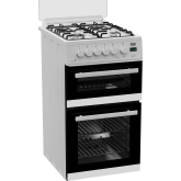 Beko EDG507W 50cm Twin Cavity Gas Cooker with Gas Hob - White