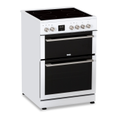 Creda C60CDOW 59.8cm Double Oven Electric Cooker with Vitroceramic Hob - White