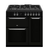 Creda C90RCDFCBL 90cm Duel Fuel Range Cooker with Triple Oven and Ceramic Hob - Black