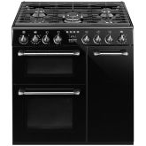 Smeg BU93BL 90cm Black Three Cavity Dual Fuel Burghley Cooker