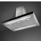 Smeg KBT9L4VN 90cm Chimney Hood Stainless Steel with black glass fascia