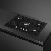 Smeg PV375N 75cm Classic Gas Hob BlackGas on Glass on Steel