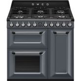 Smeg TR93GR 90cm Victoria Dual Fuel Range Cooker Slate Grey