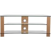 Ttap L630-1200-2O Clear, Glass And Oak 2 Shelf TV Stand