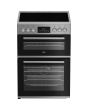 Beko EDC6731S 60cm Double Oven Electric Cooker with Vitroceramic Hob - Silver