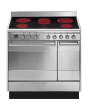 Smeg SUK92CMX9 90cm Electric Rangecooker with Double Oven and Ceramic Hob - Stainless Steel