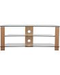 Ttap L630-1200-2O Clear, Glass And Oak 2 Shelf TV Stand