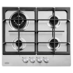 Belling GHU603CISTA 4 Burner Gas Hob S/S Front Controls Cast Iron