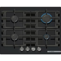 Bosch PNP6B6K40 60cm Black Gas Hob with 4 Burners