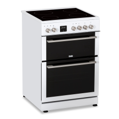 Creda C60CDOW 59.8cm Double Oven Electric Cooker with Vitroceramic Hob - White