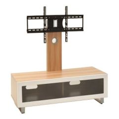 Ttap MUN-1250-WAL Munich, 1250mm Walnut Cabinet, Black Glass Door, Swivel, 600x400 Vesa, Soft Close