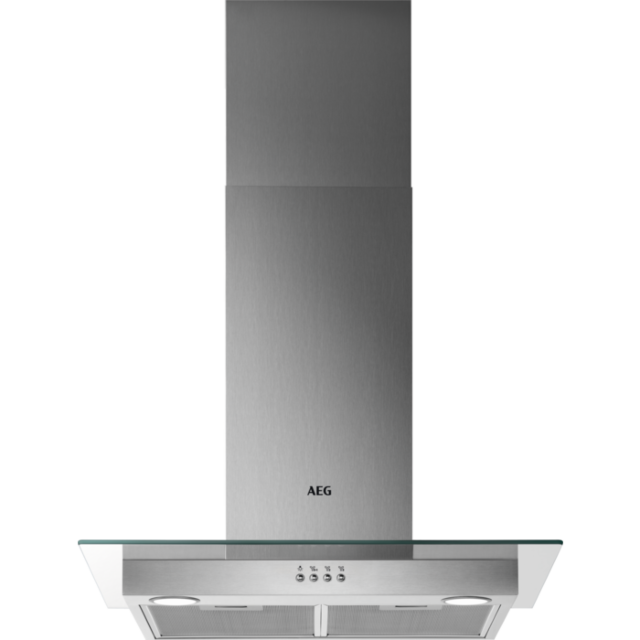 Aeg DTB3654M 60cm Transparent Glass Wall Chimney Hood, Mecanical Push Buttons, LED Lighting, 3 Speed