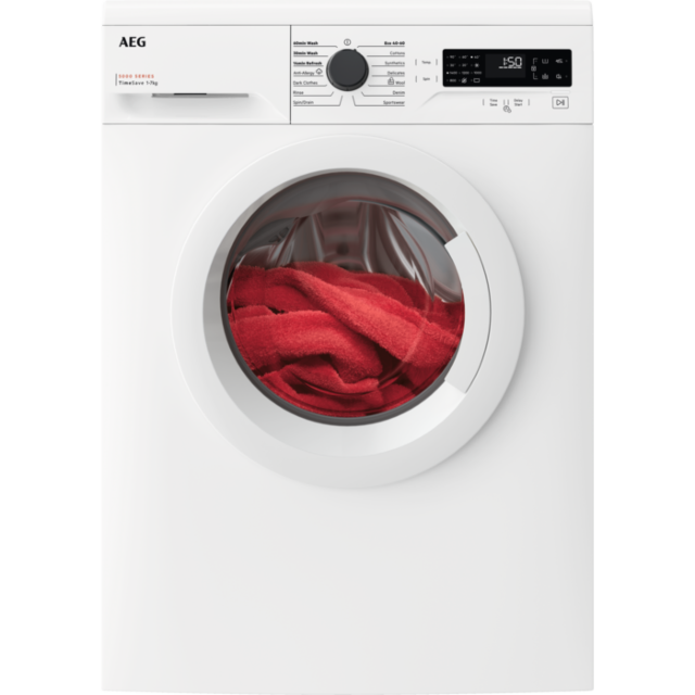 Aeg LFX50744B Washing machine. 5000 Series, TimeSave technology. 7kg wash capacity, 1400rpm. Quick 6