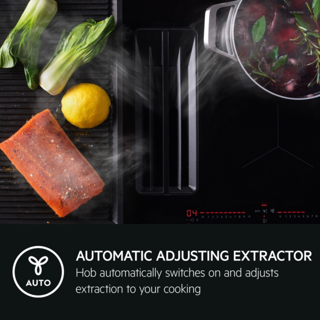 AEG 70cm Black Induction Hob with EcoTimer and Automated Extraction