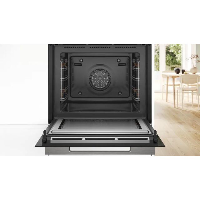 Bosch HMG7764B1B 59.4cm Built In Electric Single Oven with Microwave Function - Black