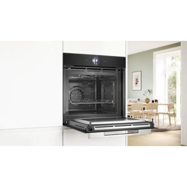 Bosch HMG7764B1B 59.4cm Built In Electric Single Oven with Microwave Function - Black