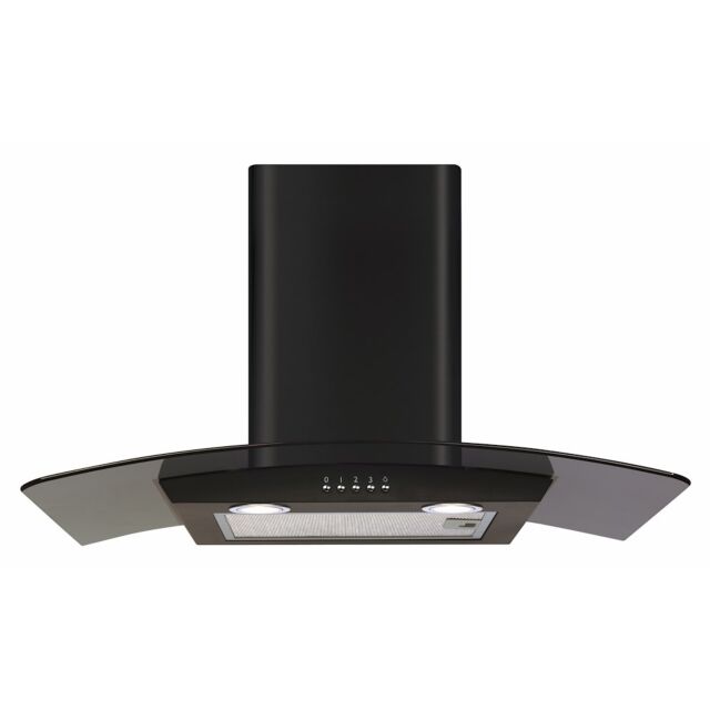 Cda ECP72BL Curved glass extractor, Ducted/re-circulating, LED lights, black