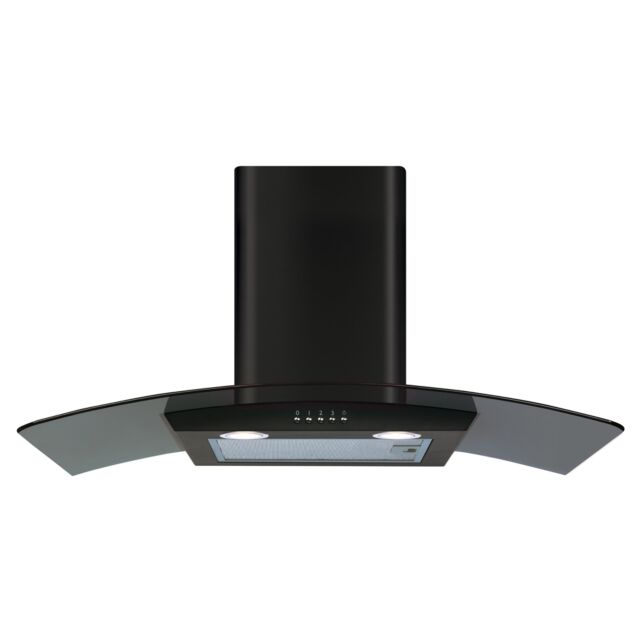 Cda ECP82BL Curved glass extractor, Ducted/re-circulating, LED lights, black