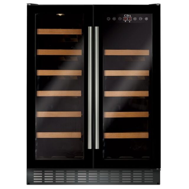 Cda FWC624BL FS/under counter wine cooler, 38 x BS, double door, dual temp,ER:G,black
