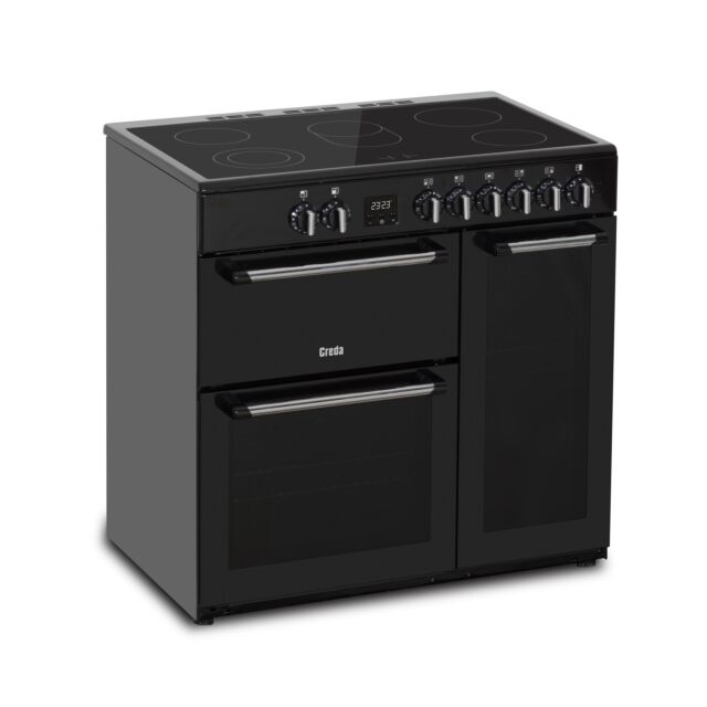 Creda C90RCCCBL 90cm Electric Rangecooker with Triple Oven and Electric Hob - Black