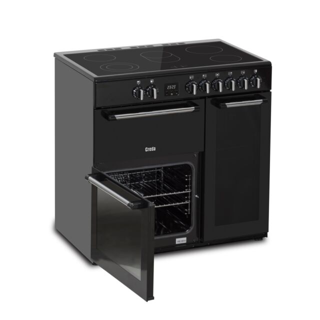 Creda C90RCCCBL 90cm Electric Rangecooker with Triple Oven and Electric Hob - Black