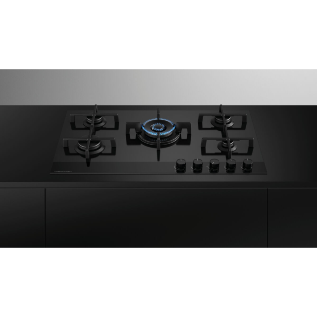 Fisher & Paykel 90cm Gas Hob, Black Glass Design