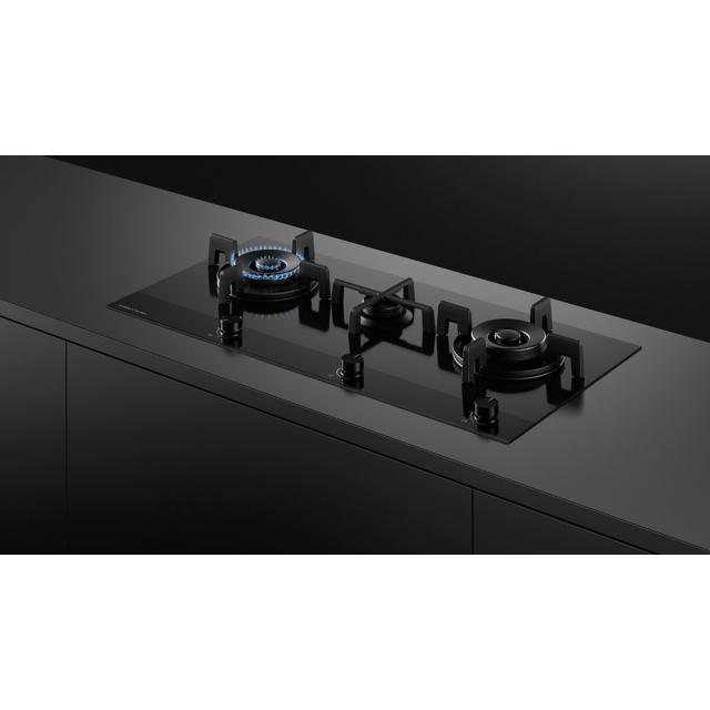 Fisher & Paykel 90cm Black Glass Gas Hob Model CG905DNGGB4