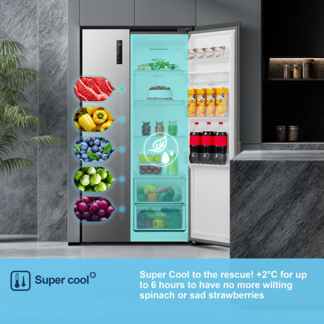 Fridgemaster MS91558DES 541L 60/40 Silver Fridge Freezer