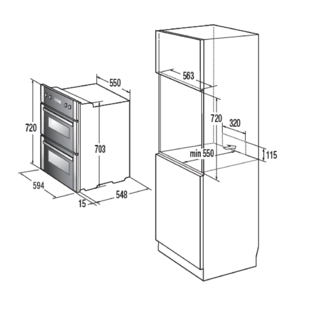 Hisense BID75211XUK 59.4cm Built Under Electric Double Oven - Stainless Steel