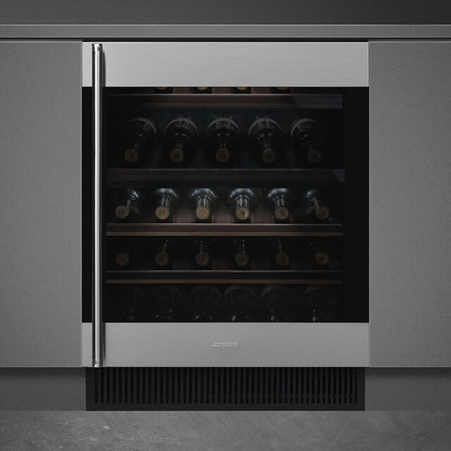 Smeg CVI338RX3 60cm Classic U/C Wine Cooler with Right Hand Hinge SS