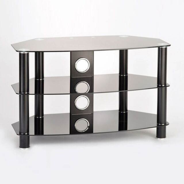 Ttap C303C-1200-3BB Vantage 3 Shelf TV Stand, Black Glass